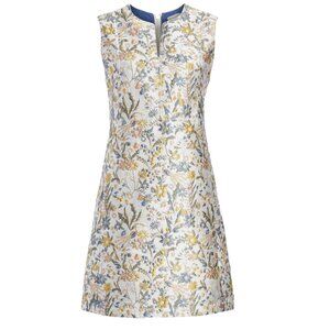 Tory Burch Abigail Metallic Floral Jacquard  Sleeveless Shift Dress